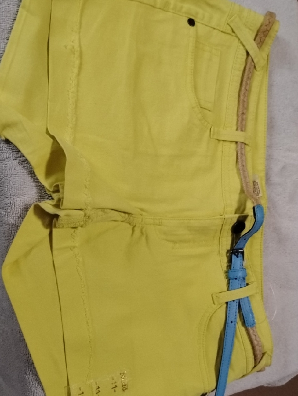Mudd Yellow Women's Shorts with Blue Belt